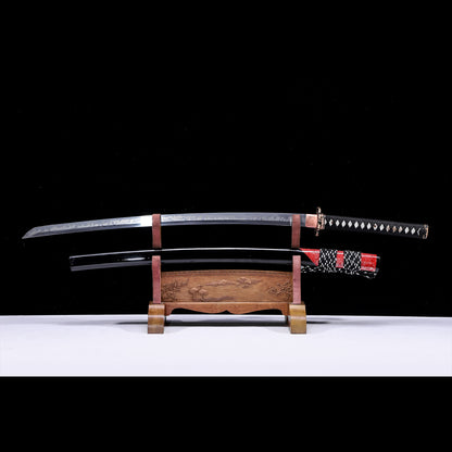 Fish skin katana side profile - full tang steel blade lacquer saya