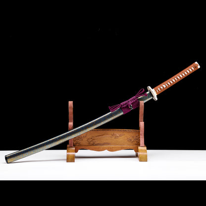 Color treated blade katana side profile - full tang color coated steel blade