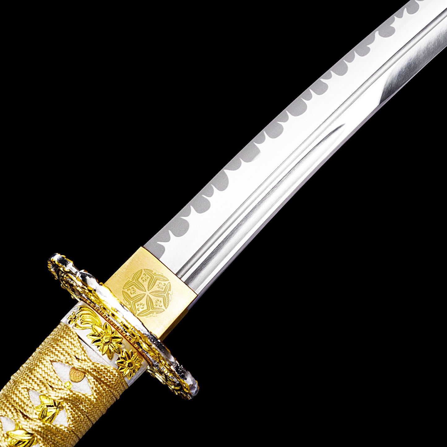 Gold Handle & Blue Marbled Saya Tanto