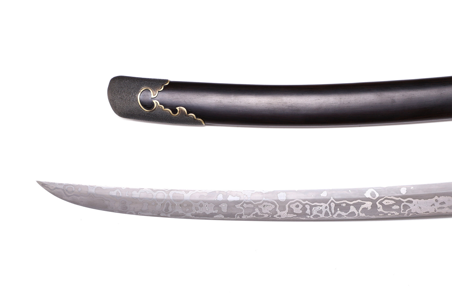 Solid Purple Sandalwood Saya Hand Cloud Carved Brass Fittings Premium Sword