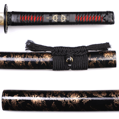 Black & Gold Floral Saya Samurai Katana