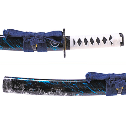 Ghost of Tsushima tanto side profile - short blade game replica full tang steel