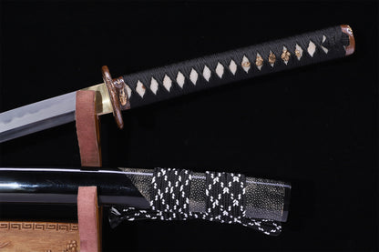Horn Edged Ray Skin Gloss Lacquer Saya Gold Silver Plated Copper Fittings Full Tang Sword