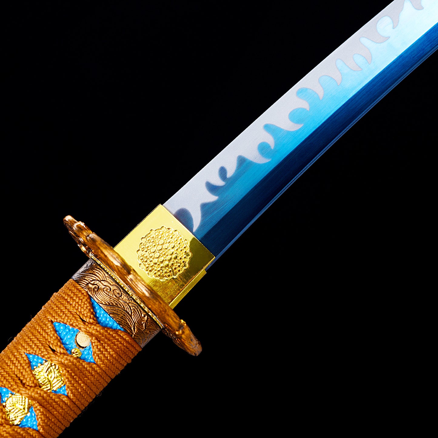 Blue Blade Wave Pattern Tanto