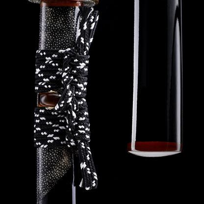 Universe Twist Pattern Clay Tempered Katana, Gold & Silver Plated Copper Fittings