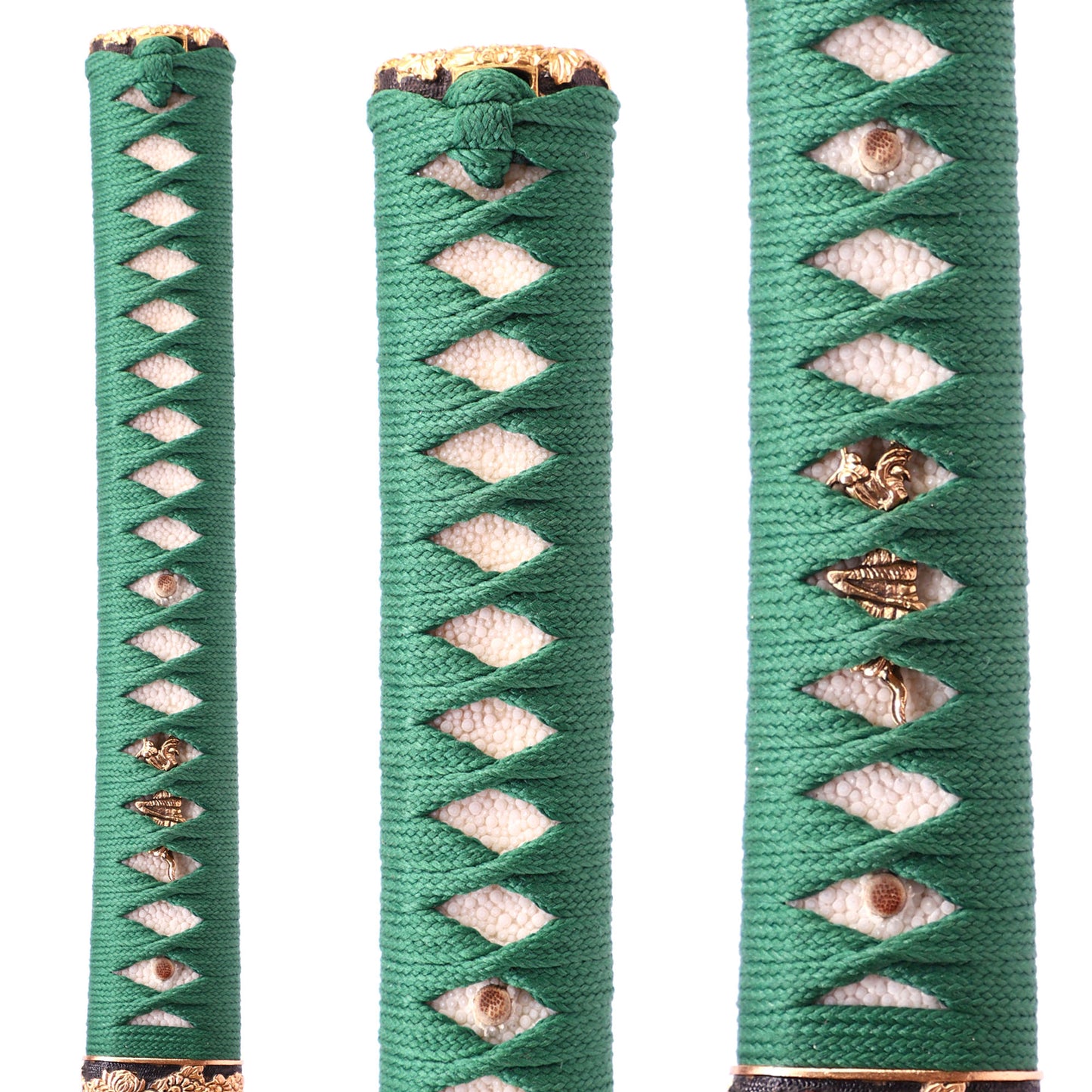 Texture steel katana handle close-up - tsuka wrap with ito binding detail