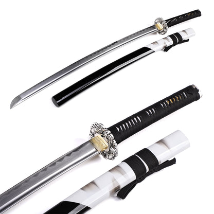 Silver Dragon Tsuba Samurai Katana