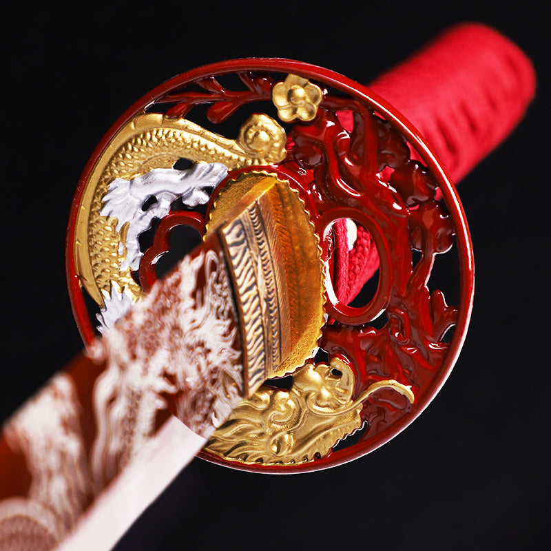 Red Dragon Japanese samurai sword katana Hand protection details