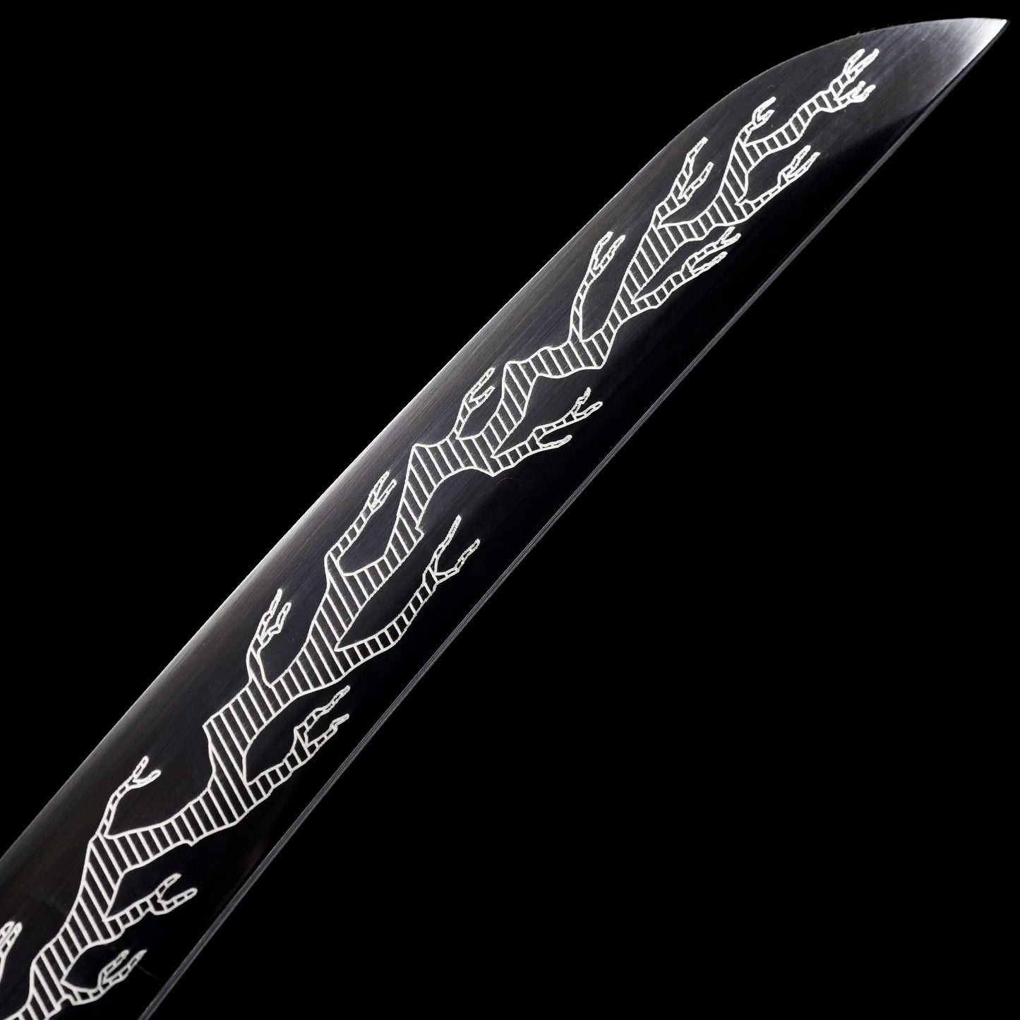 Black Tanto with Silver Dragon Etching