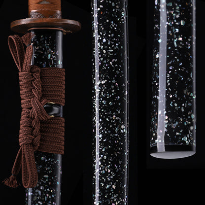 Sanmai-Gumi Clay Tempered Katana, Koi Fish Relief Gold Silver Plated Copper Fittings