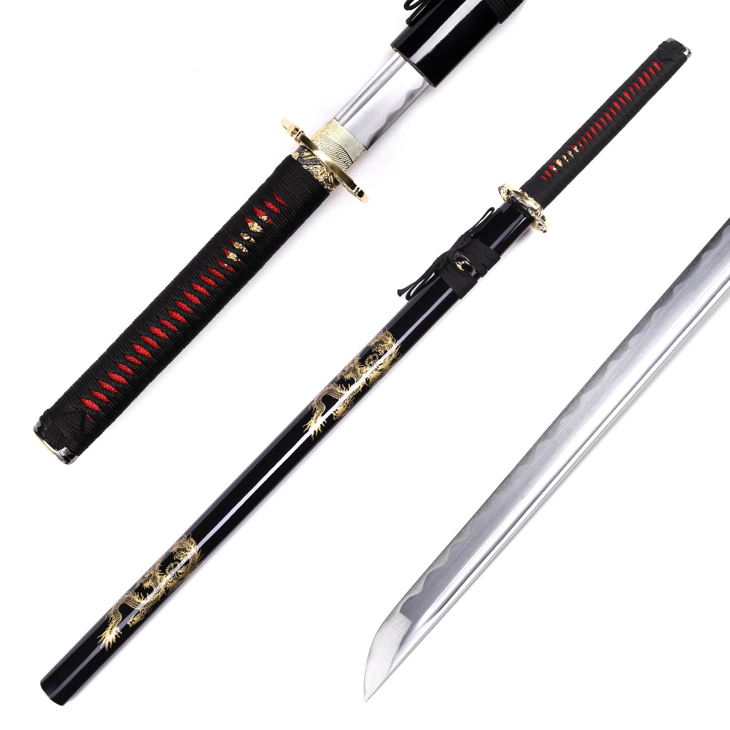 Japanese sword side profile - full tang removable blade black dragon saya