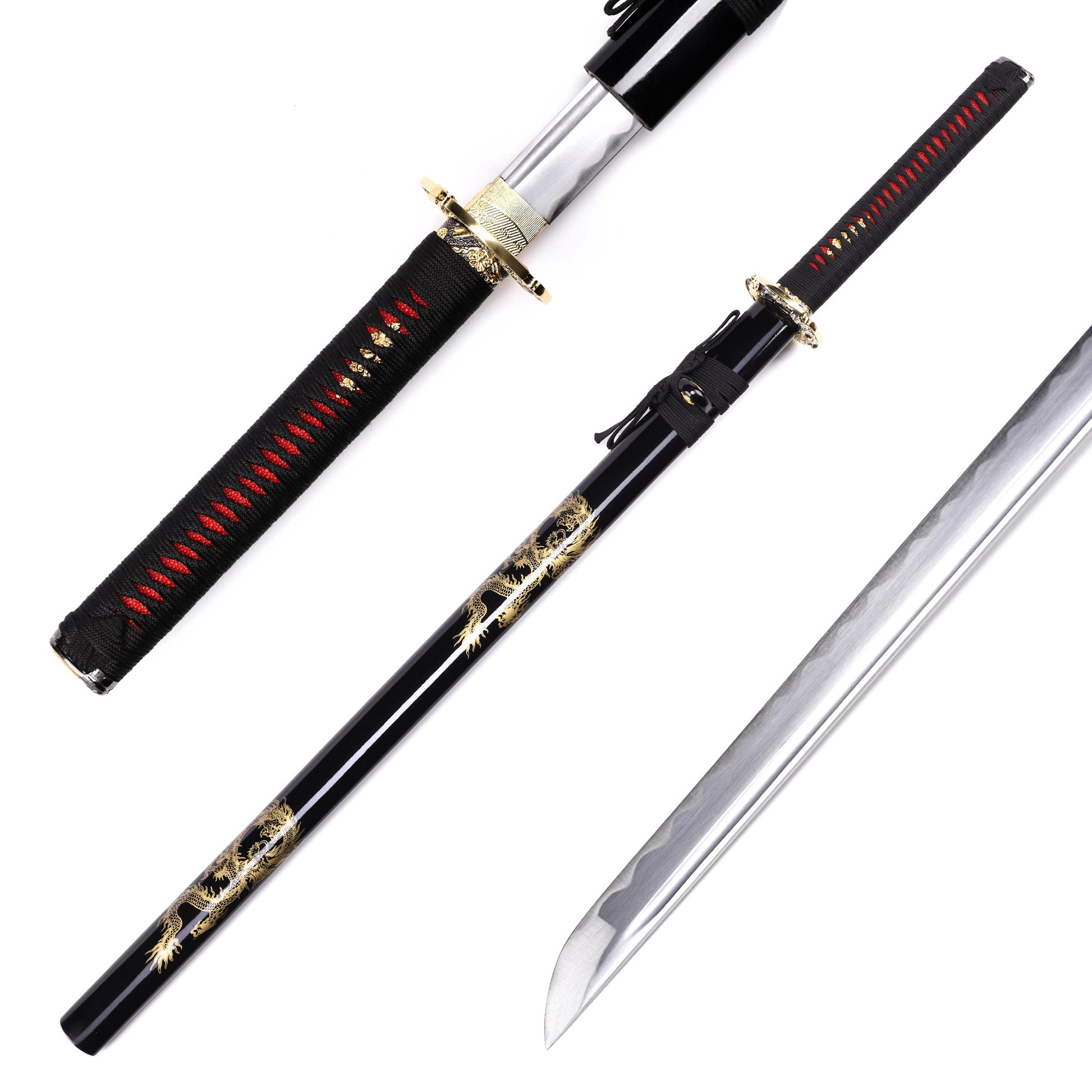 Japanese sword side profile - full tang removable blade black dragon saya