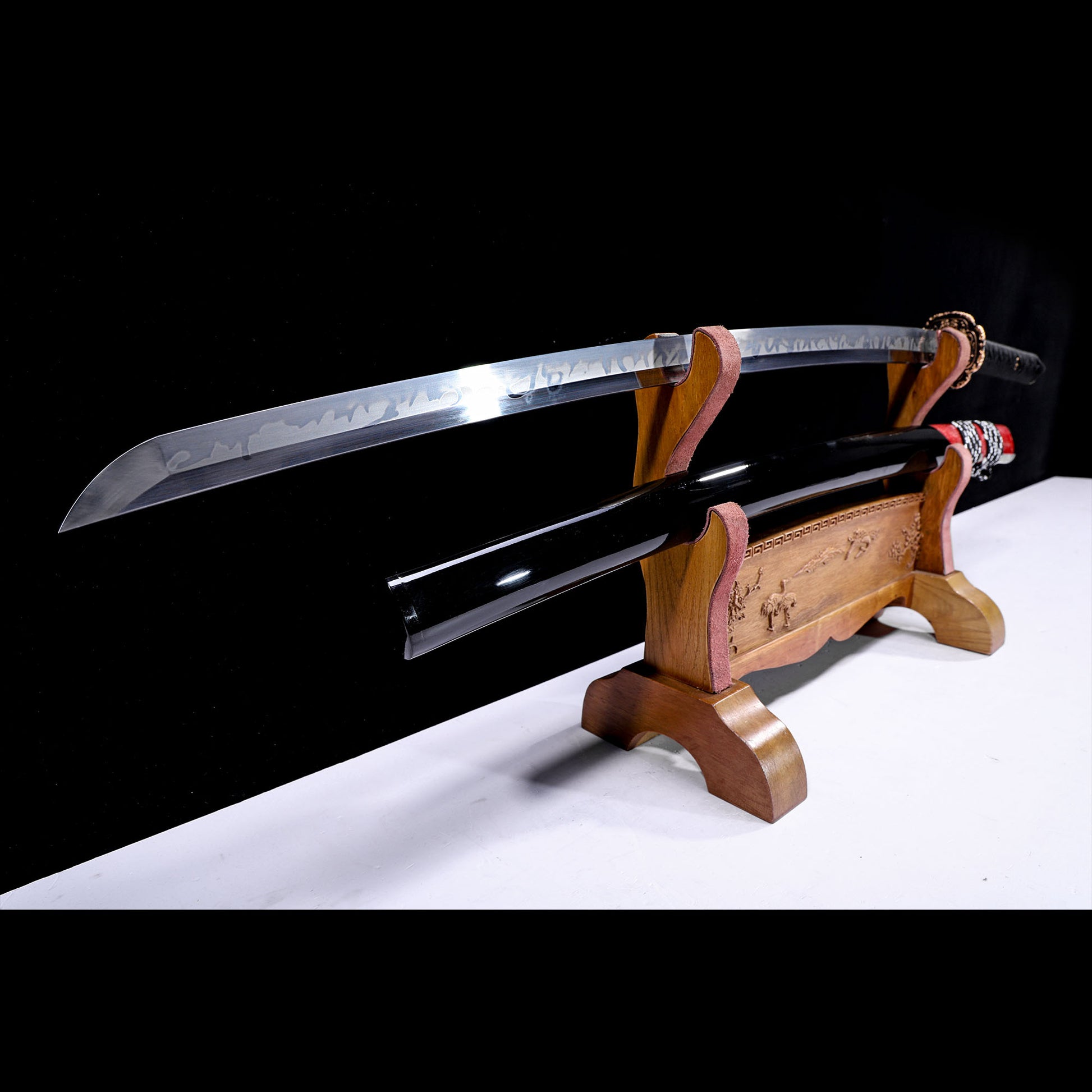 Fish skin lacquer saya katana angled view - same skin texture scabbard detail