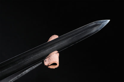 Fish  Shaped Octagonal Short Sword,  Genuine Ray Skin Antique Copper Fittings