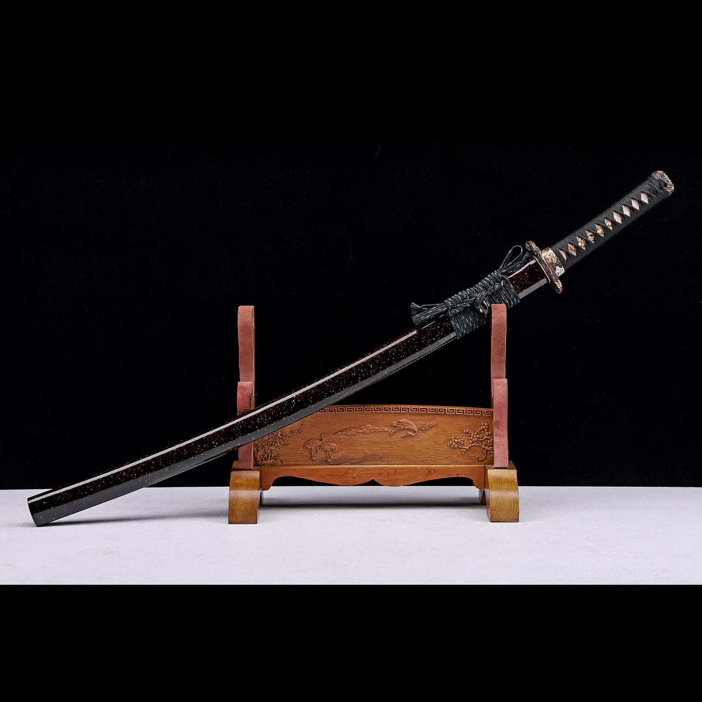 Clay Tempered Katana, Black Glitter Lacquer Saya