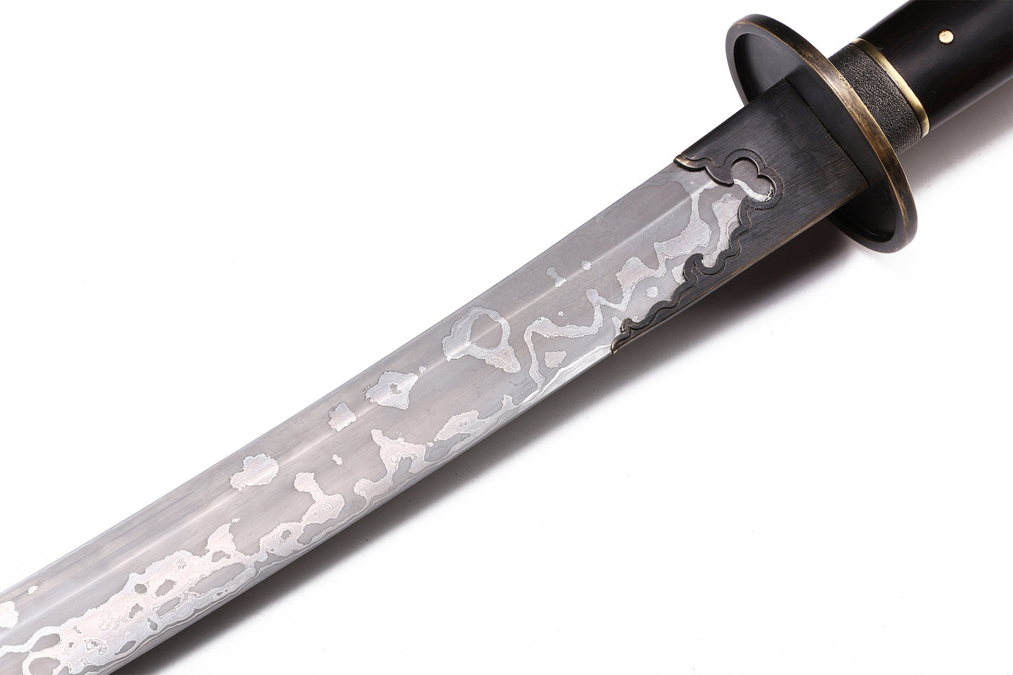 Solid Purple Sandalwood Saya Hand Cloud Carved Brass Fittings Premium Sword