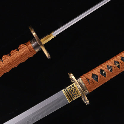 Katana sword spine close-up - clay tempered mune and blade thickness detail