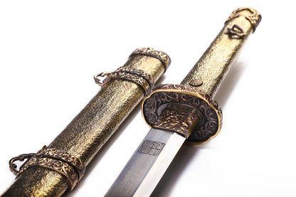 Vintage Hand Carved Copper Wrapped Wood Saya Sword