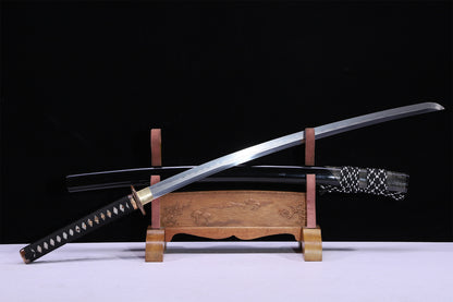 Horn Edged Ray Skin Gloss Lacquer Saya Gold Silver Plated Copper Fittings Full Tang Sword