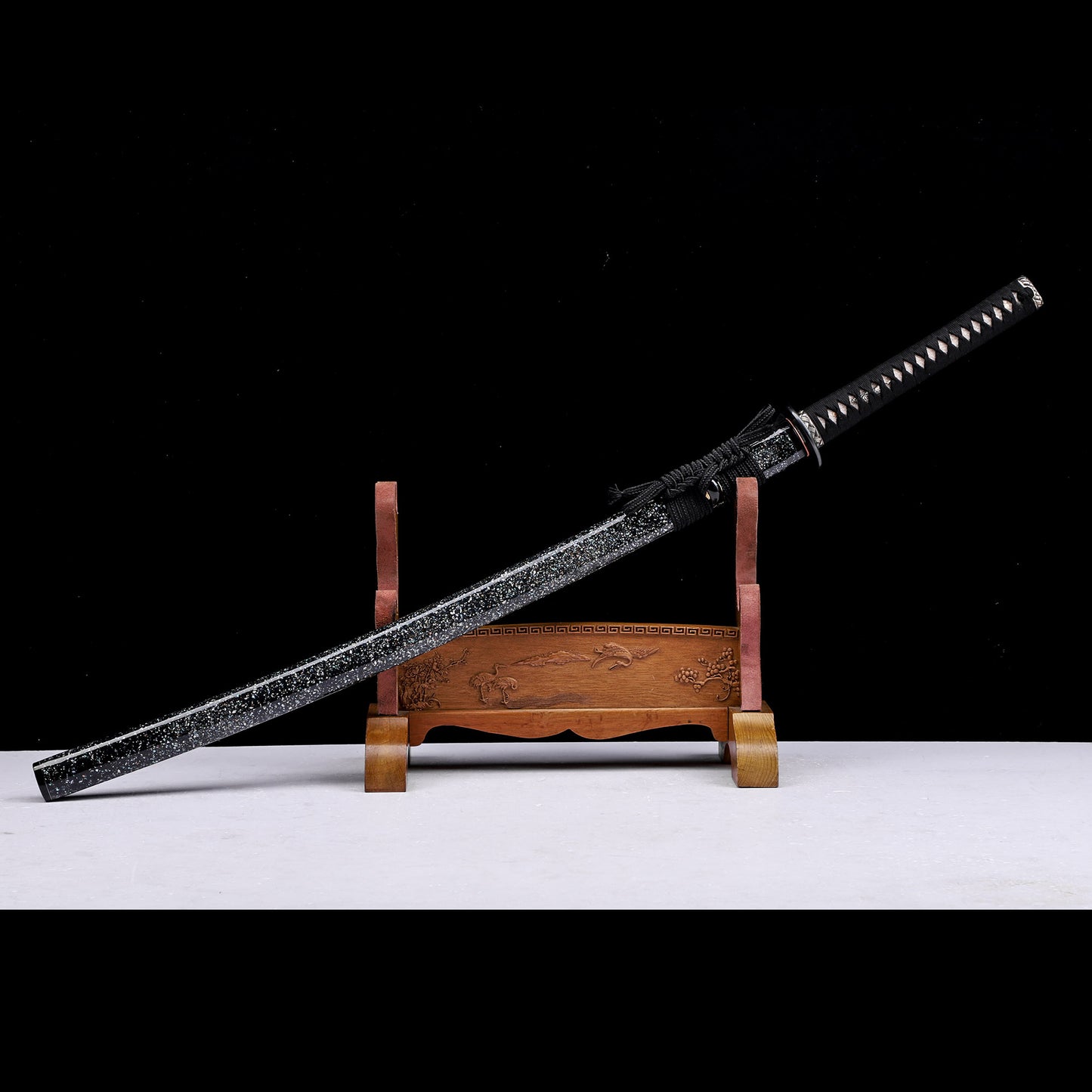 Meteorite Steel Sanmai Clay Tempered Katana, Starry Shell Inlay Saya