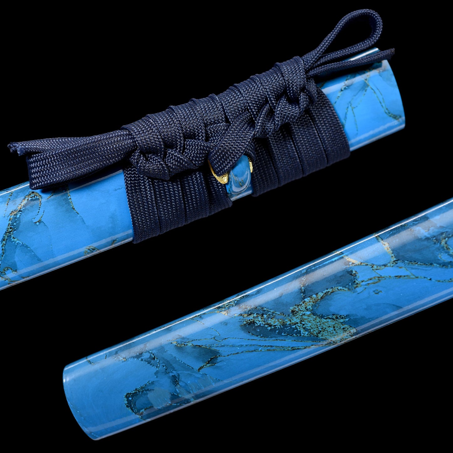 Katana sword habaki and seppa detail - blade collar and spacer close-up