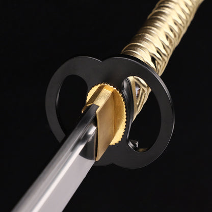 Japanese Samurai Katana, Red-Black Lacquered Wooden Saya