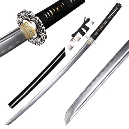 Silver Dragon Tsuba Samurai Katana