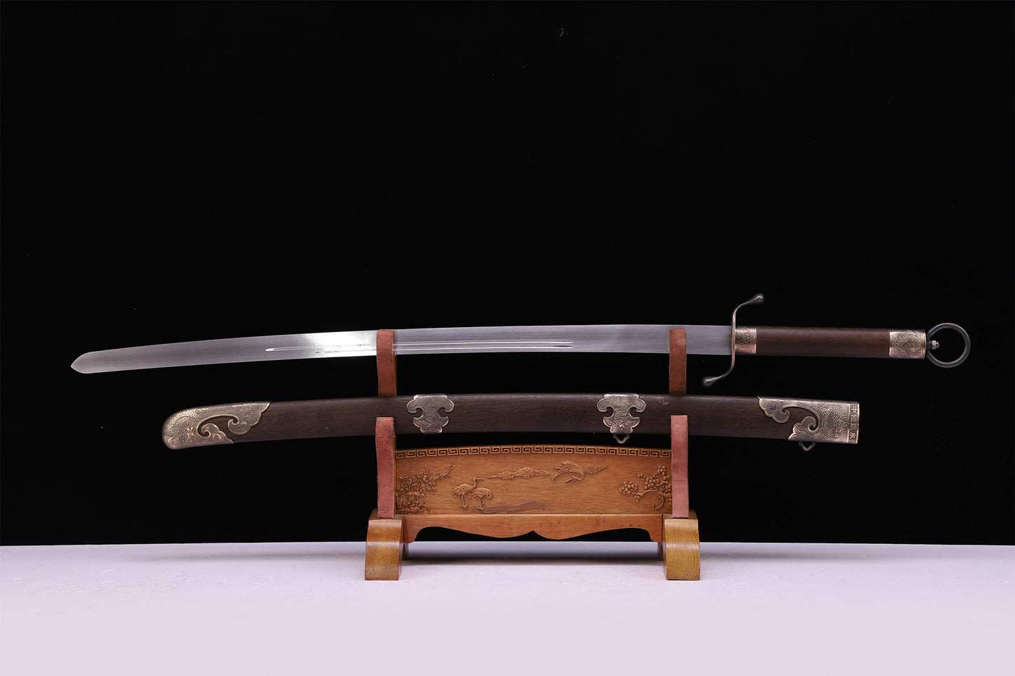 Solid Wenge Wood Ruyi Cloud Brass Fittings Traditional Martial Arts Training Sword