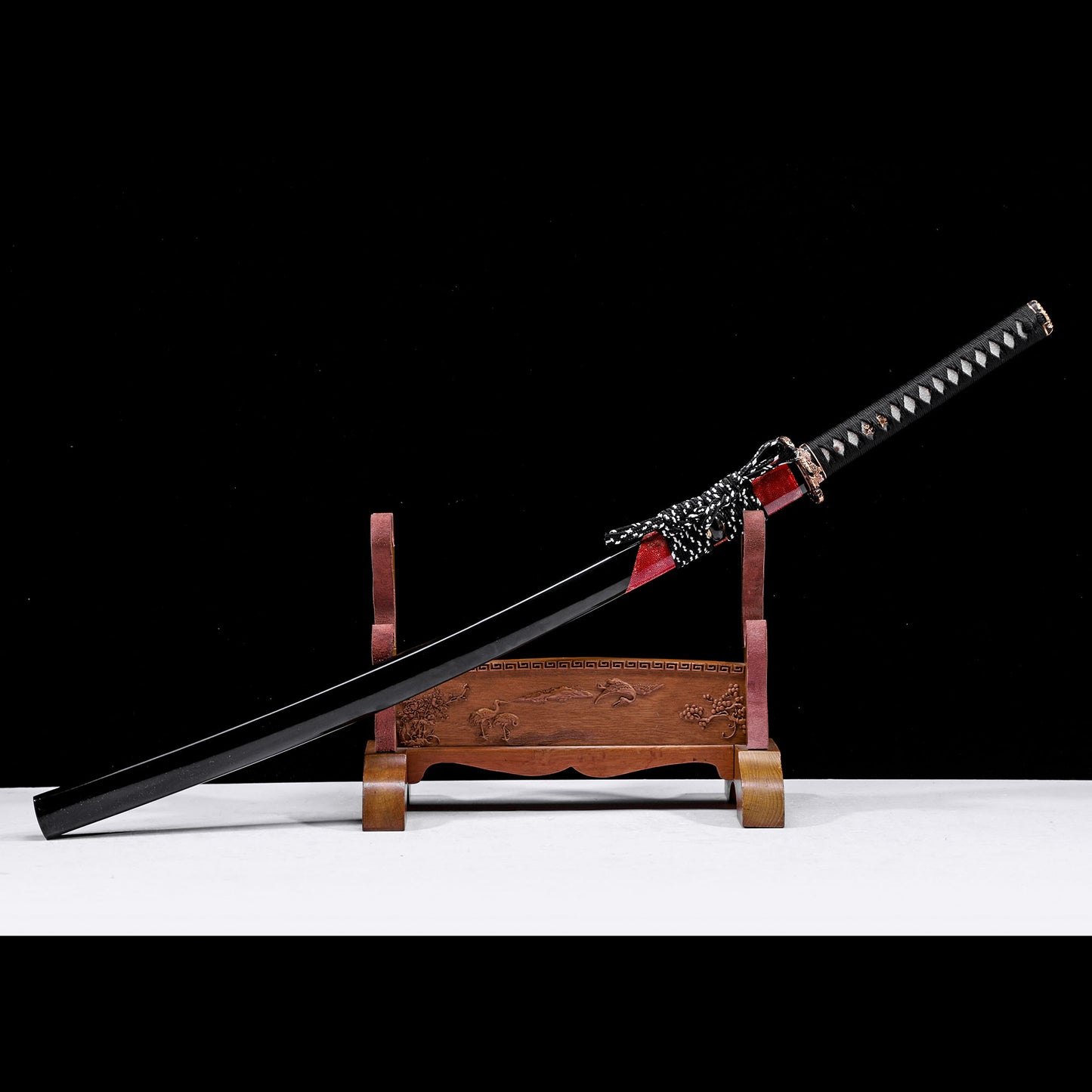 Fish skin lacquer saya katana with scabbard - full set view