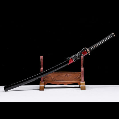 Fish skin lacquer saya katana with scabbard - full set view