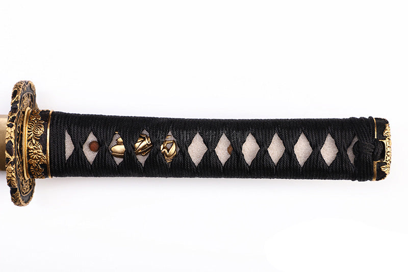 Black & Gold Dragon Relief Samurai Katana