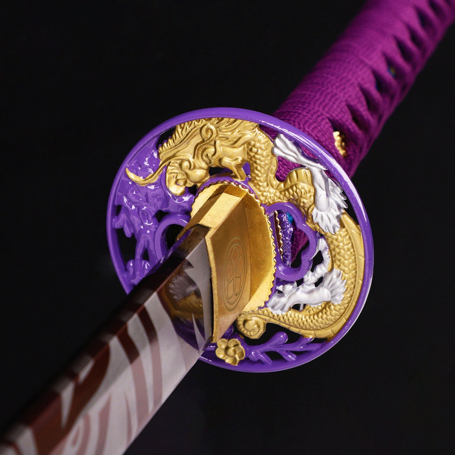 Tiger's Head Japanese samurai sword katana Hand protection details