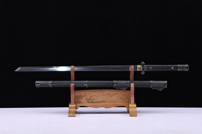 Black Ray Skin Silver Inlaid Plain Iron Cloud Fittings Sword