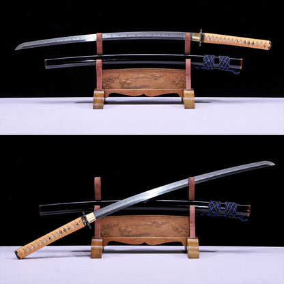 Multi layer pattern steel katana side profile - full tang multi layer Damascus blade