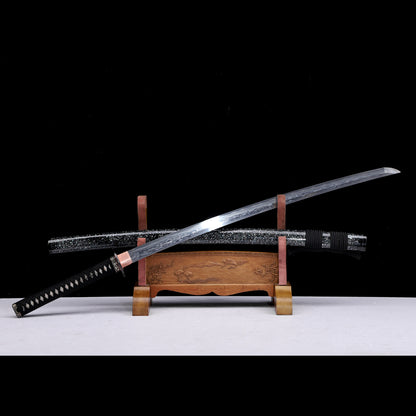 Meteorite Steel Sanmai Clay Tempered Katana, Starry Shell Inlay Saya
