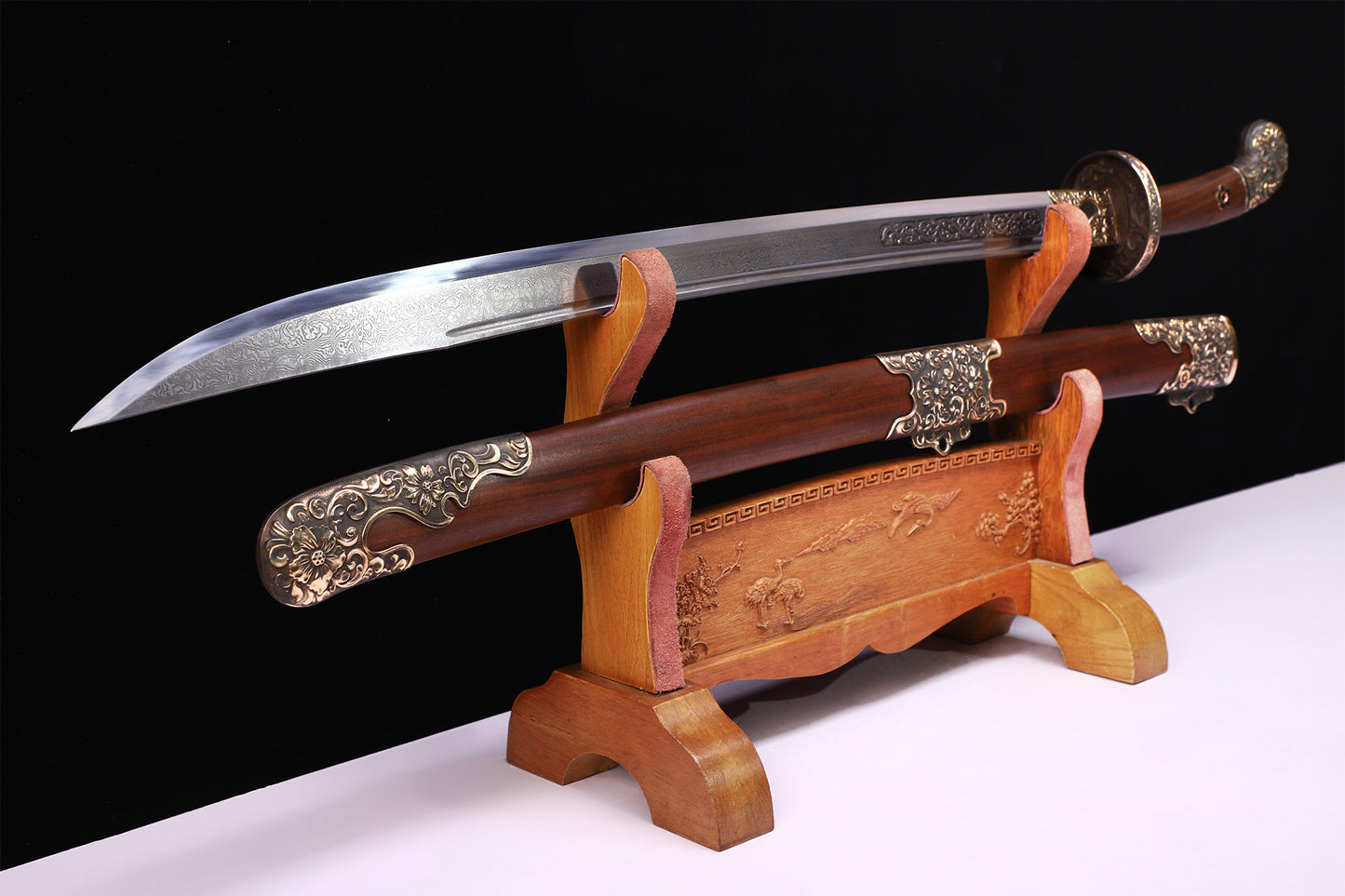 Solid Sourwood Scroll Relief Vintage Brass Fittings Sword