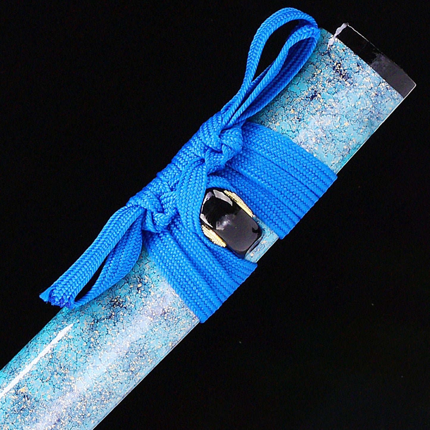 Blue blade wave pattern tanto side profile - full tang blue steel blade wave saya