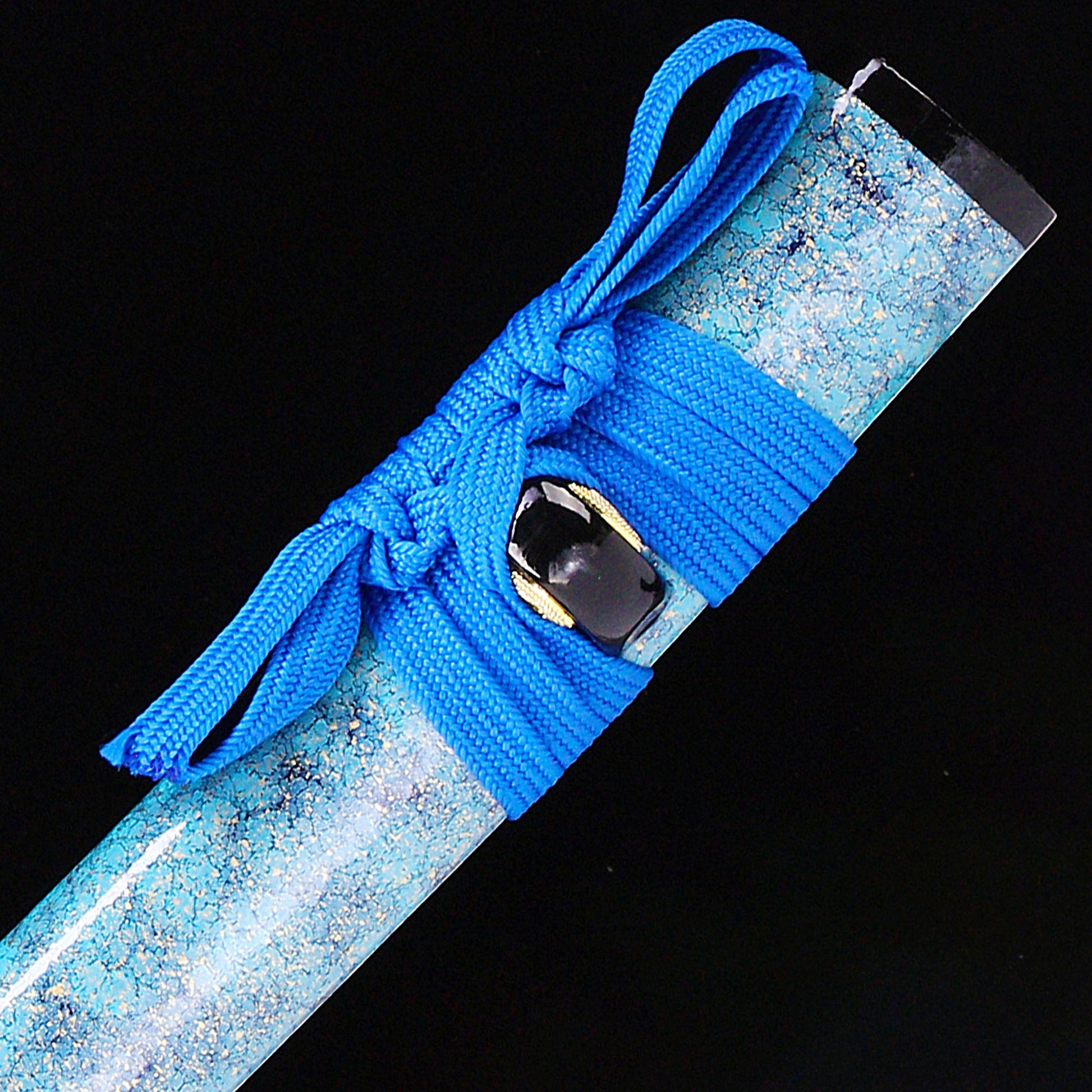 Blue blade wave pattern tanto side profile - full tang blue steel blade wave saya