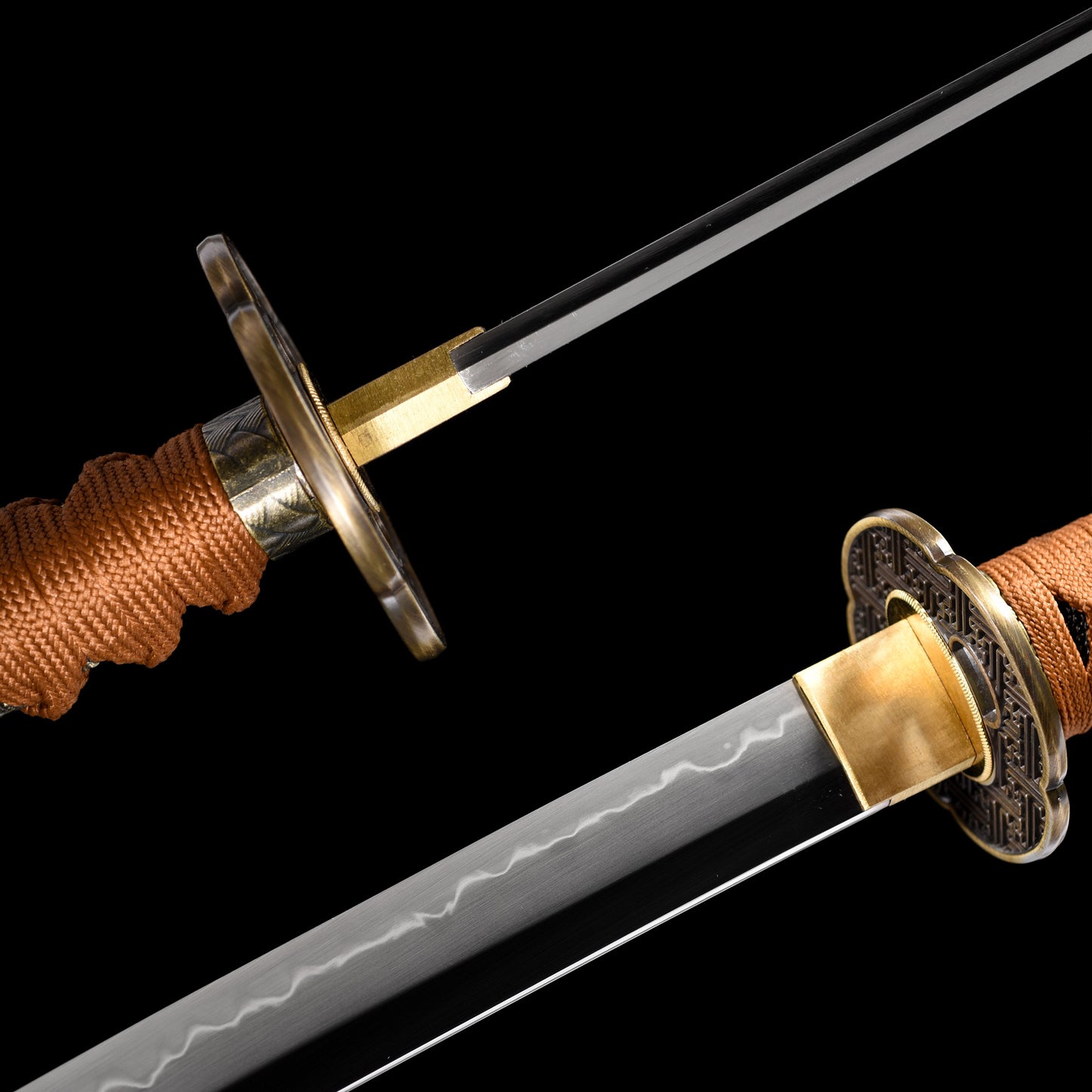 Katana sword 41 inch full tang - angled view blade curvature showcase
