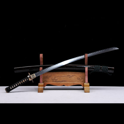 Clay Tempered Katana, Black Glitter Lacquer Saya