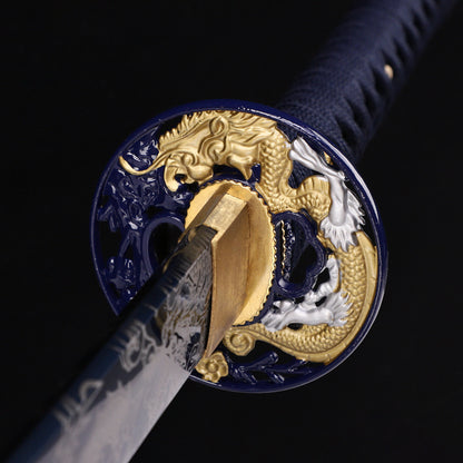 Blue Dragon Japanese samurai sword katana Hand protection details