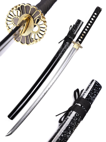 65Mn steel katana side profile - full tang spring steel blade chrysanthemum fittings