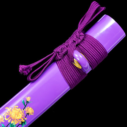 Purple Tanto with Chrysanthemum Saya