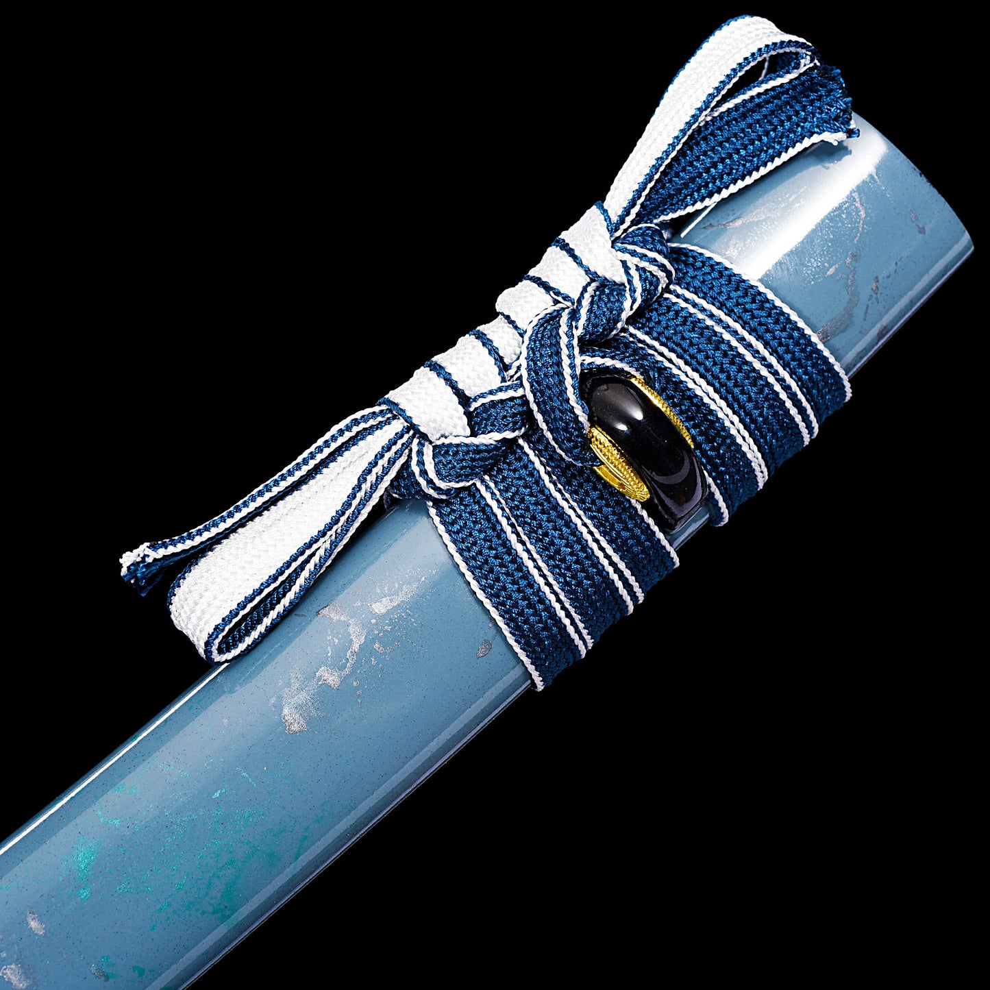 Gold Handle & Blue Marbled Saya Tanto