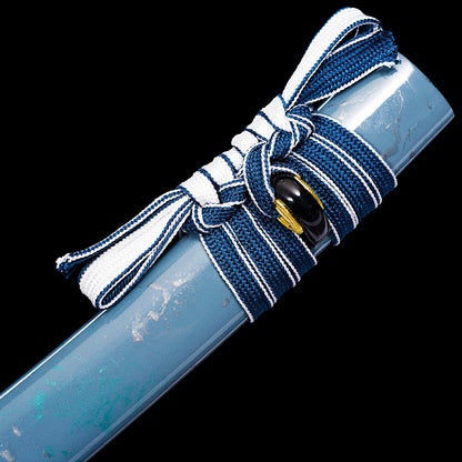 Gold Handle & Blue Marbled Saya Tanto