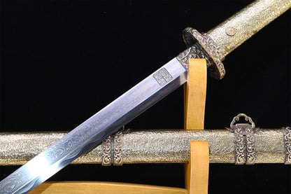 Vintage Hand Carved Copper Wrapped Wood Saya Sword