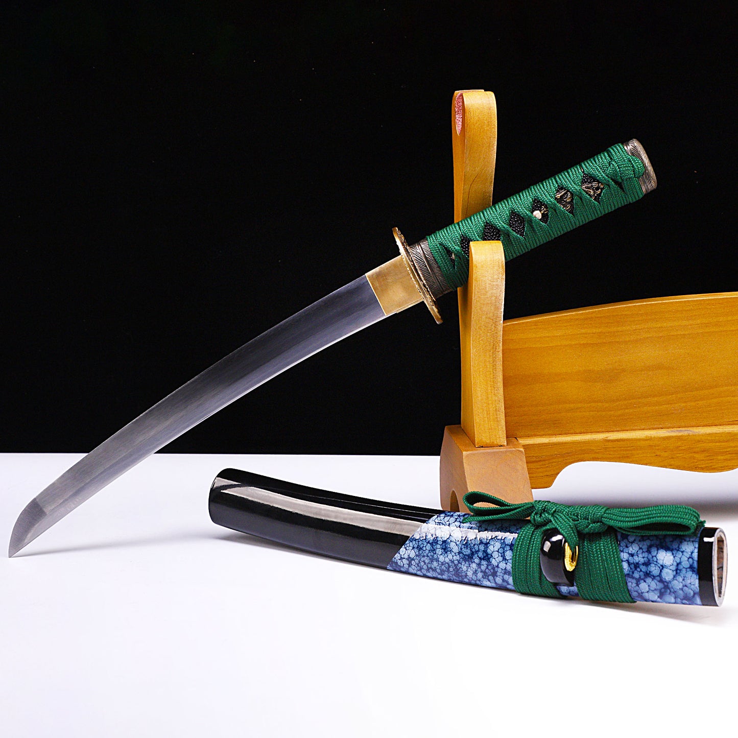 Green Handle & Blue Marbled Saya Tanto