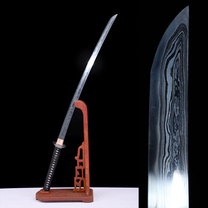 Meteorite Steel Sanmai Clay Tempered Katana, Starry Shell Inlay Saya