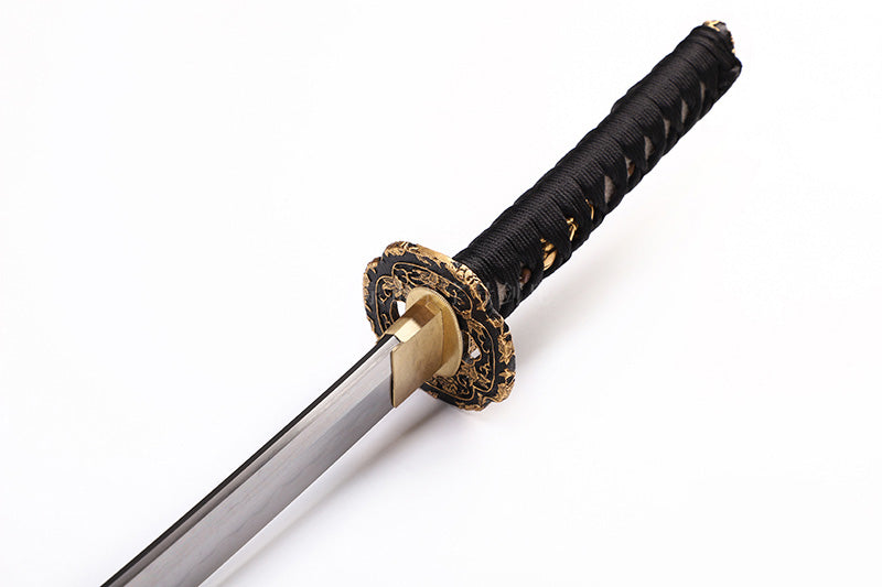 Black & Gold Dragon Relief Samurai Katana