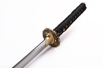Black & Gold Dragon Relief Samurai Katana